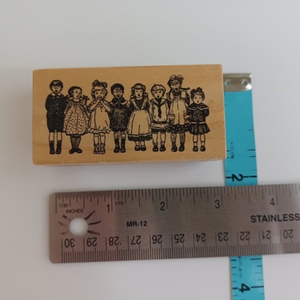 Victorian Children Singing Christmas School Choir PSX F289 Wood Rubber Stamp